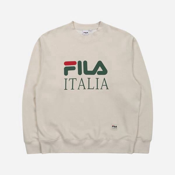 Fila Italia Men's Sweatshirts - Beige,NZ 937-82437